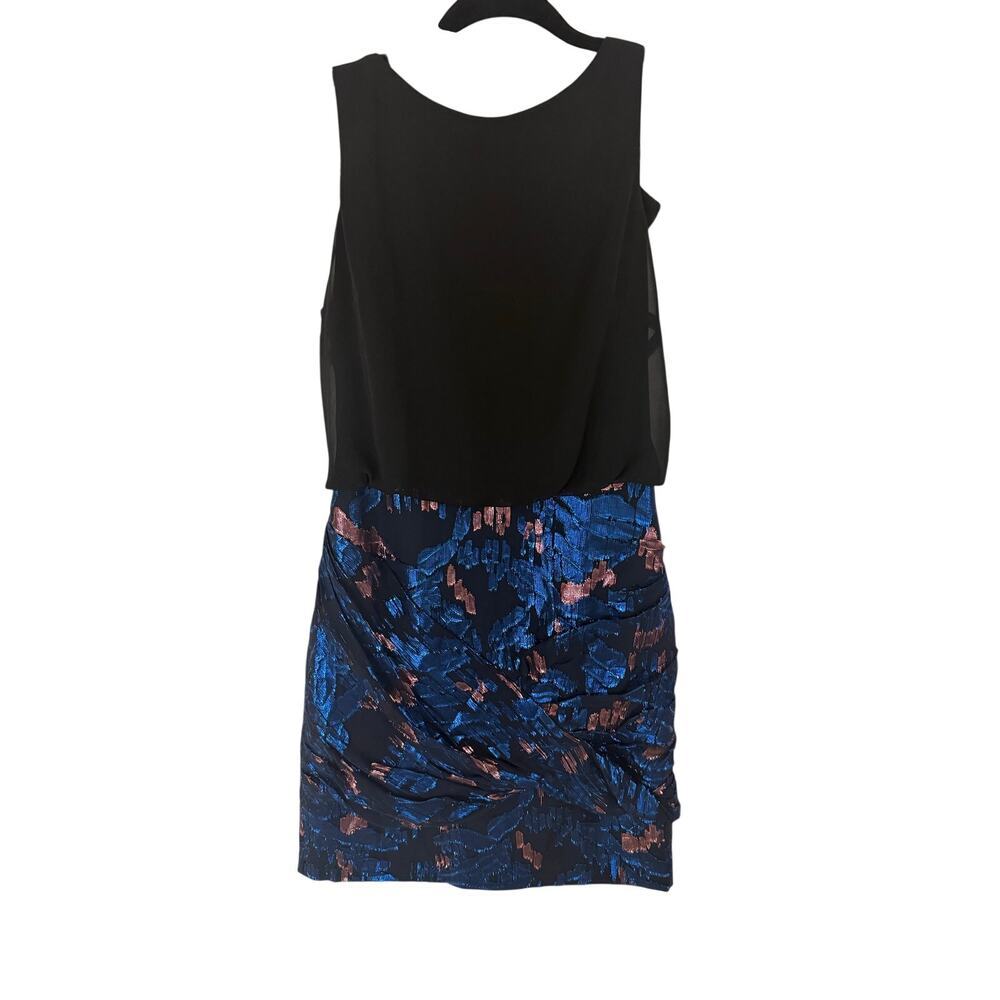 Aidan Mattox black blue metallic copper dress 6